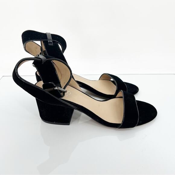 Franco Sarto Marcy3 Velvet Ankle Strap Heeled Sandals 9 Black - Picture 4 of 9